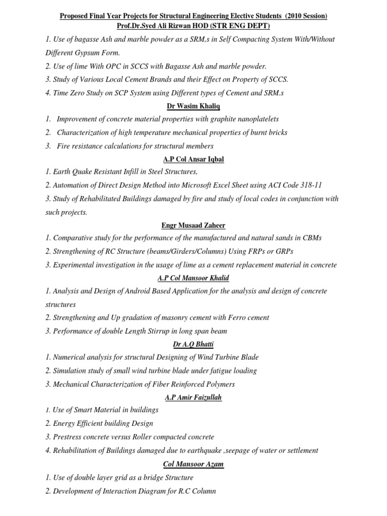 Proposed Final Year Projects | PDF