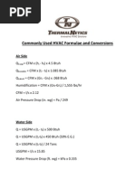 Commonly Used Hvac Formulae