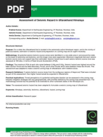 Article Title Page: Assessment of Seismic Hazard in Uttarakhand Himalaya