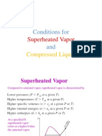 Conditions for Compressed Liquid and Super Heated Vapor