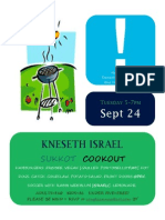 Sukkot Cookout at Congregation Kneseth Israel, Tuesday, September 24th, 5-7PM