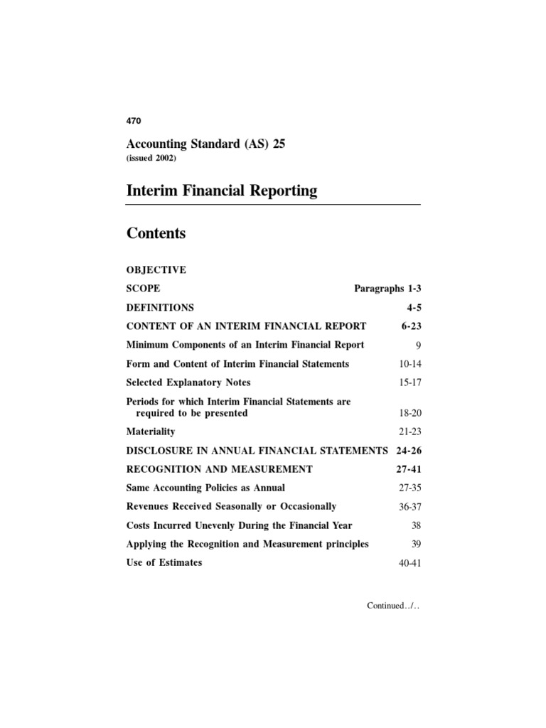 Interim Financial Reporting: Accounting Standard (AS) 25 | PDF