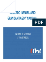 Mercado Inmobiliario Gran Santiago Y Nacional: Informe de Actividad 1 Trimestre 2013