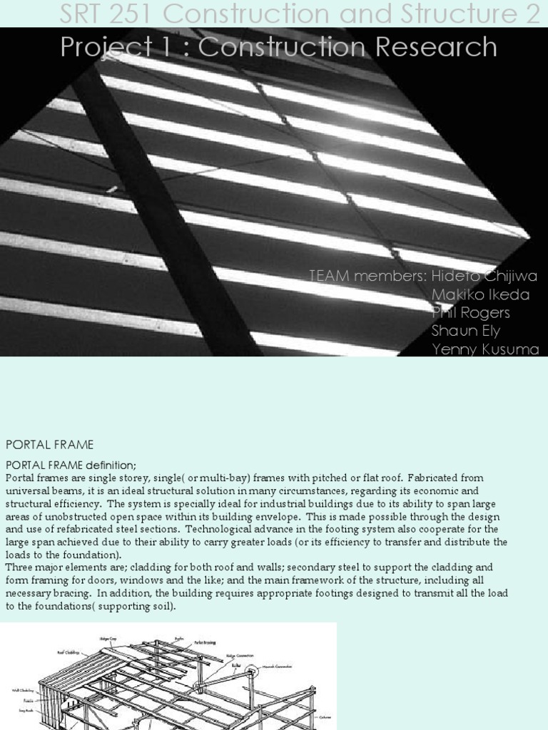 Portal Frame Construction Overview | PDF | Framing (Construction) | Roof