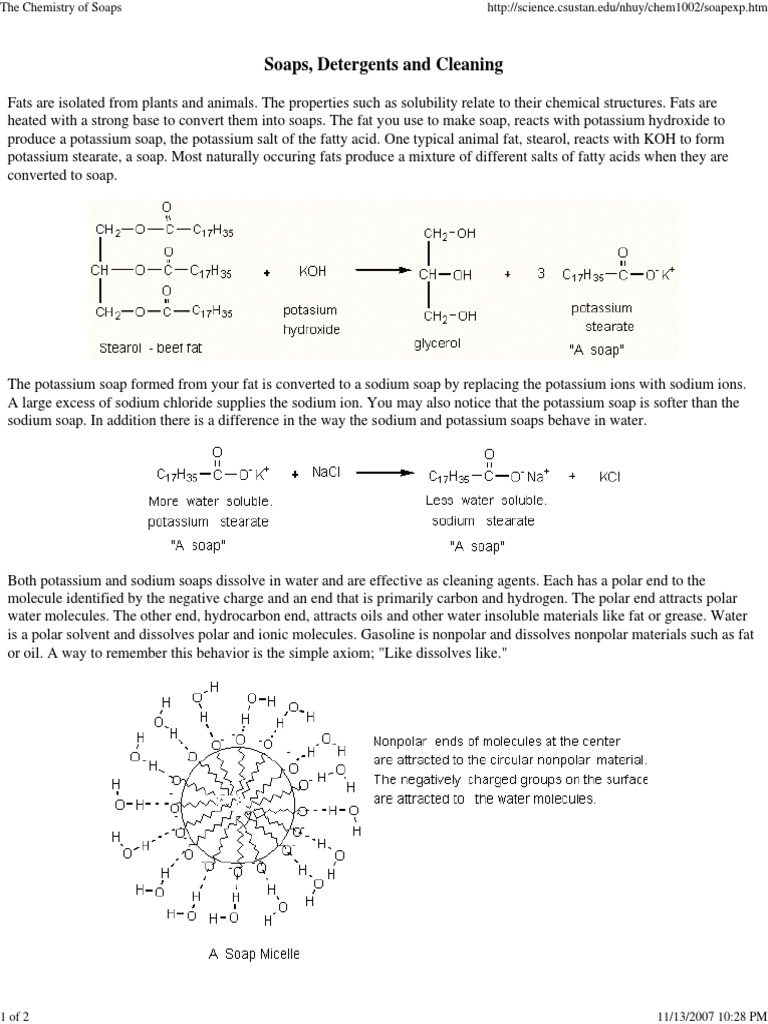 The Chemistry of Soaps Soap Potassium