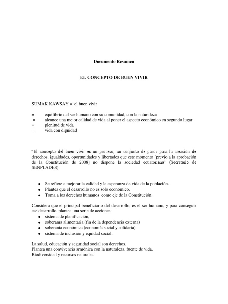 Resumen Sumak Kawsay PDF