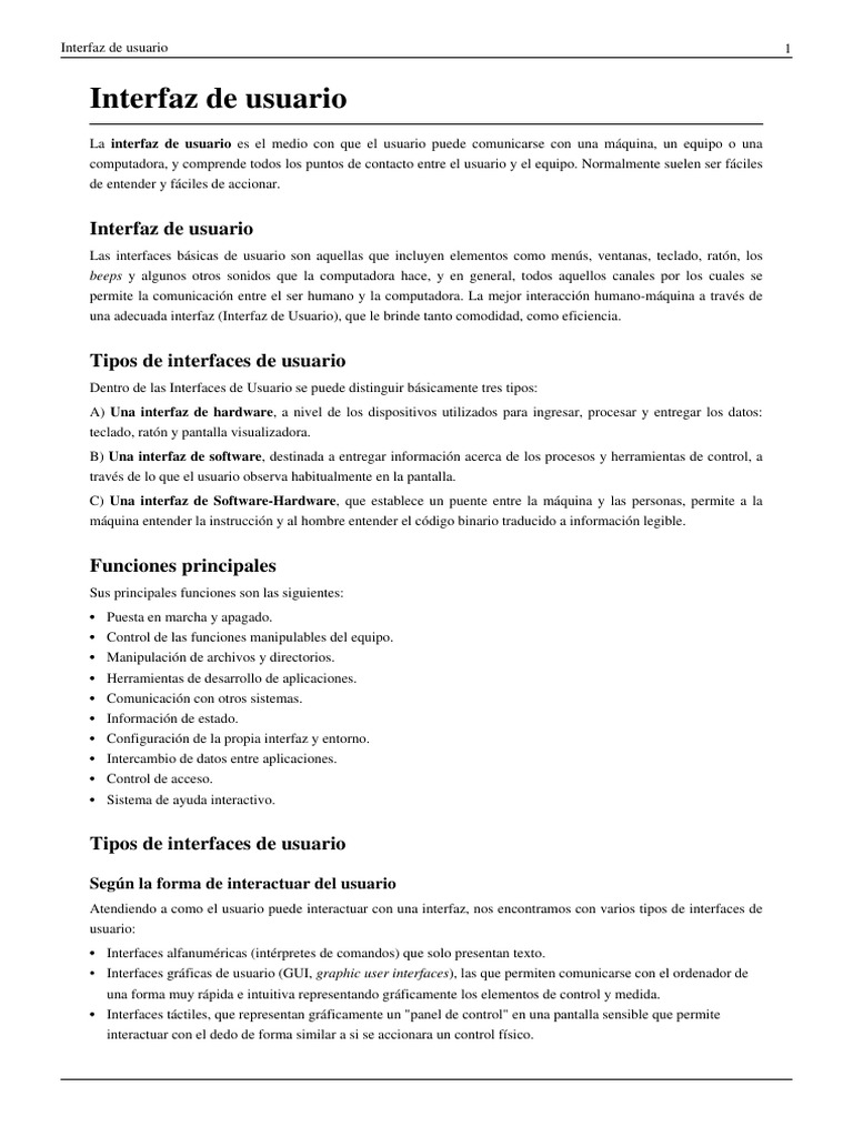 Interfaz de Usuario PDF PDF Interfaz de usuario Interfaces