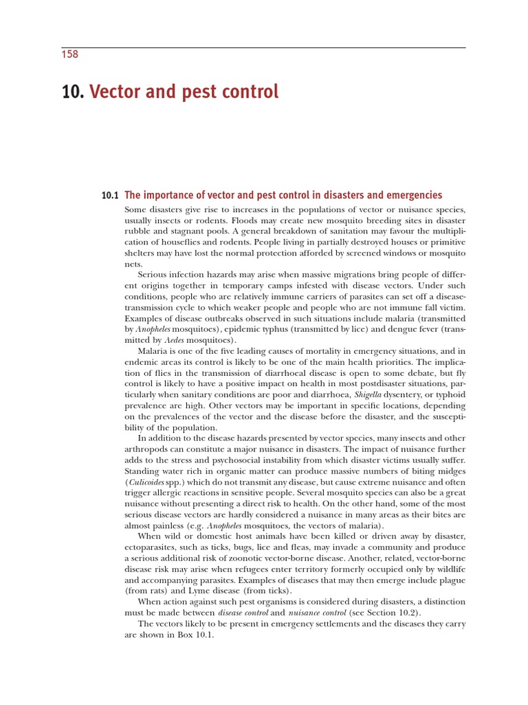Vector and Pest Control in Emergencies | PDF | Pesticide | Mosquito