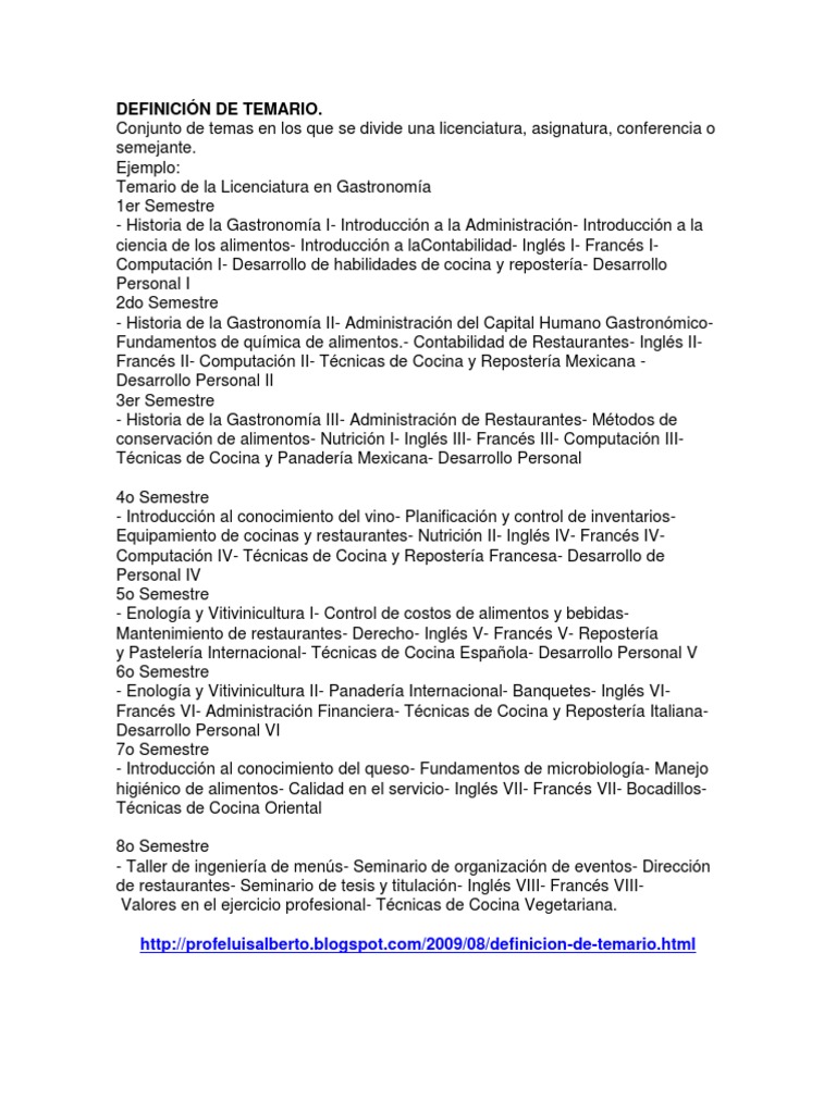 Definición y Ejemplo de Temario | PDF | Seminario | Science