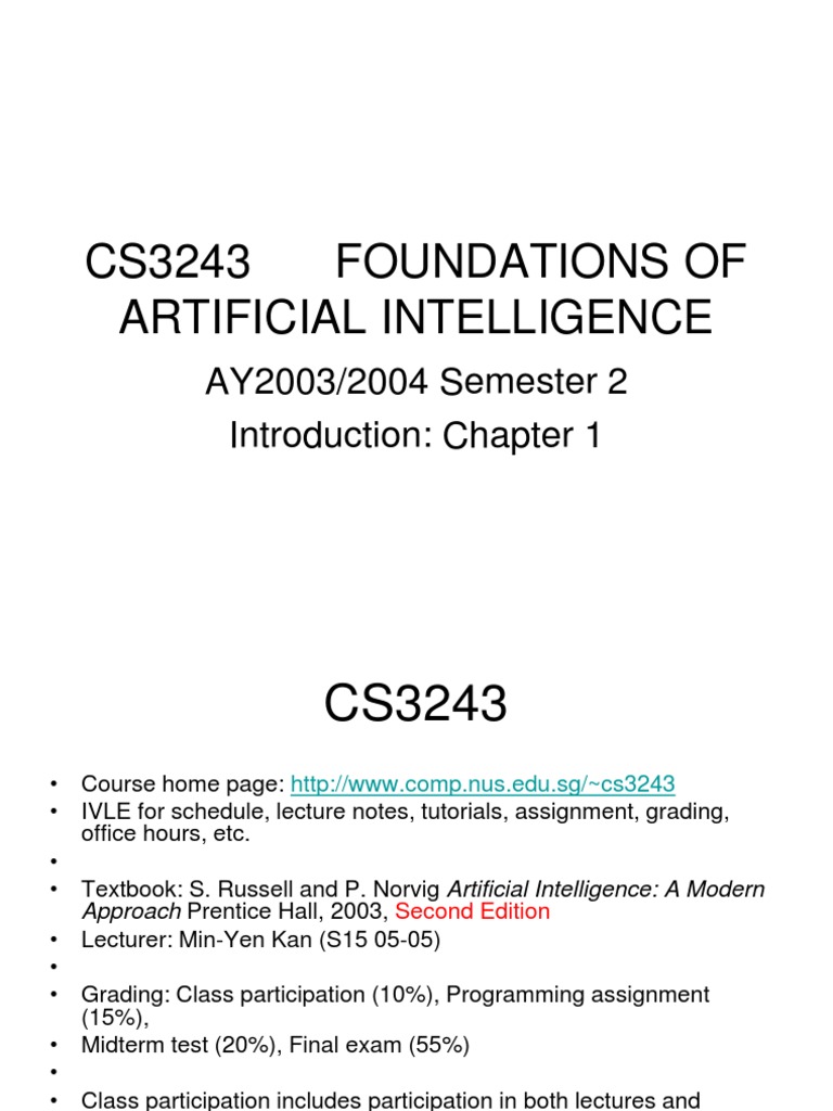 CS3243: Foundations of AI Overview | PDF | Artificial Intelligence ...