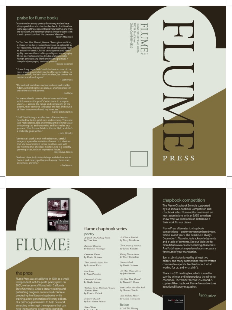 Flume Press at CSU, Chico Brochure | PDF | Written Communication | Writing