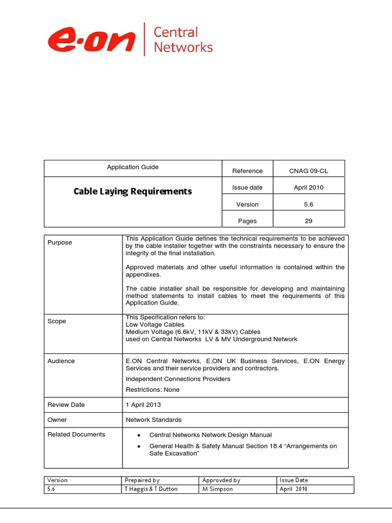 Cable Laying Requirements | PDF | Cable | Easement