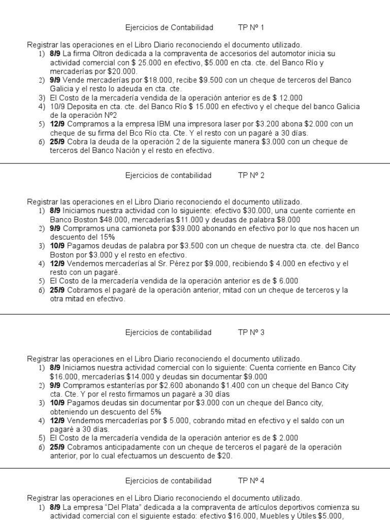 Ejercicios de Contabilidad | PDF | Finanzas y dinero