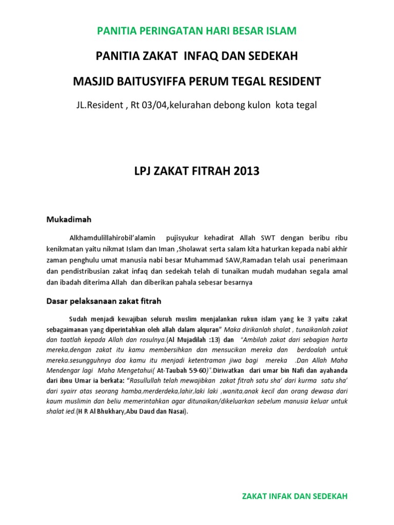 Panitia Zakat Infaq Dan Sedekah