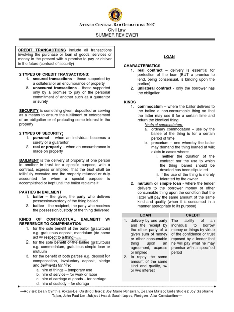 Civil Credit Transaction | PDF | Interest | Loans