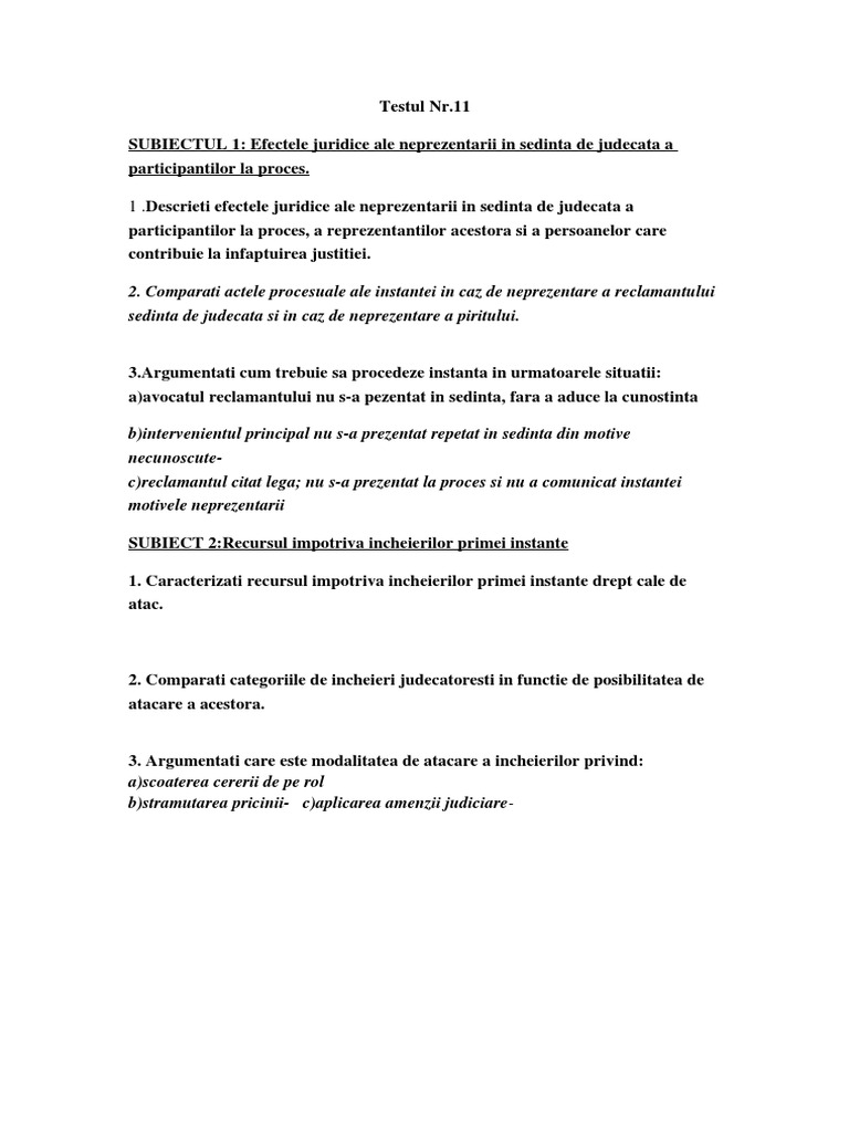 Testul Nr. 11 | PDF