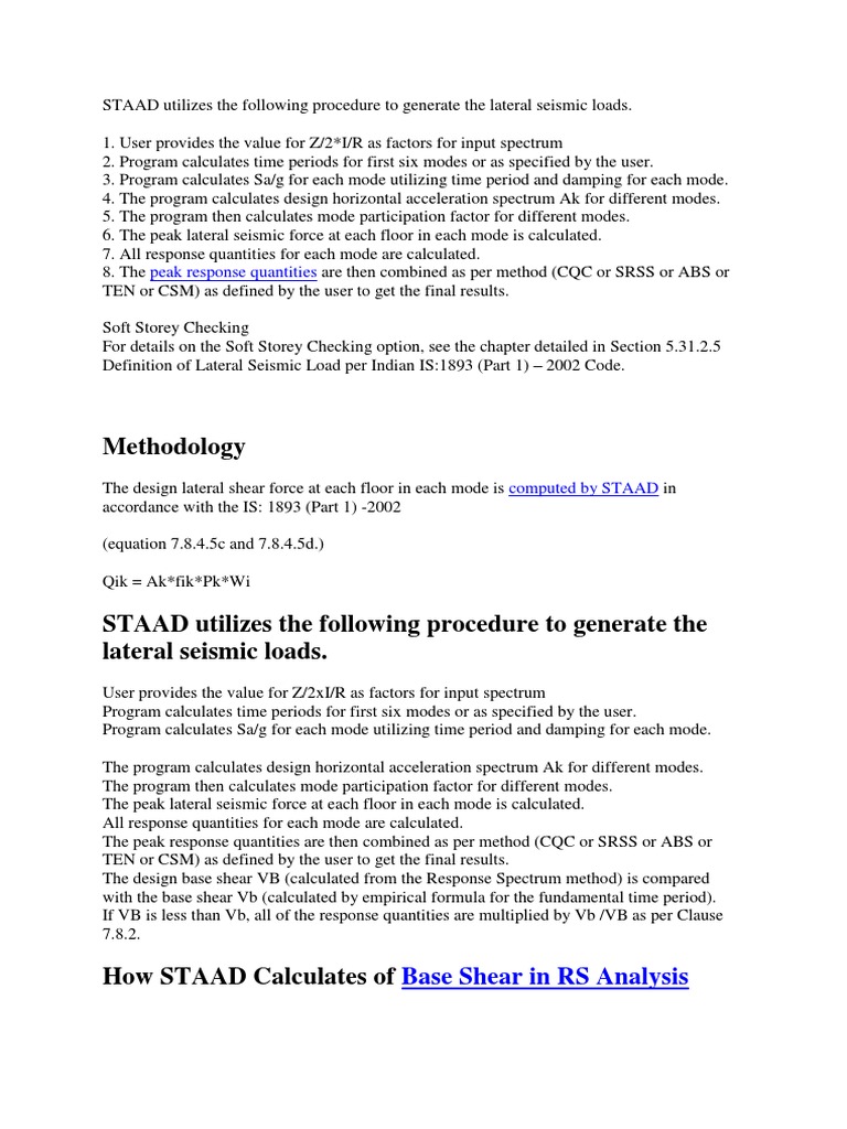 Staad Pro Response Spectrum Pdf Building Engineering Engineering