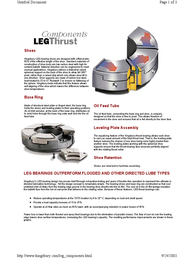 Kingsbury Leg Components PDF Bearing (Mechanical) Steel