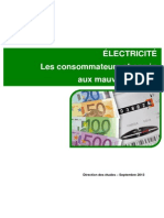 Électricité Les Consommateurs Abonnés Aux Mauvais Coûts !: Direction Des Études - Septembre 2013