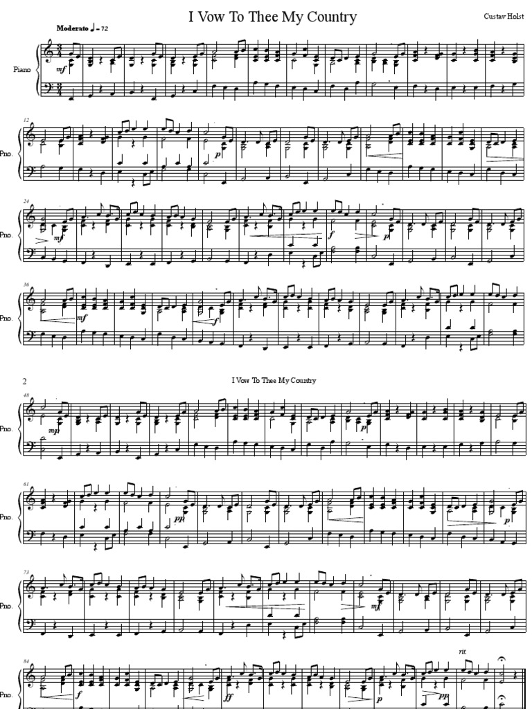 I Vow To The My Country Piano