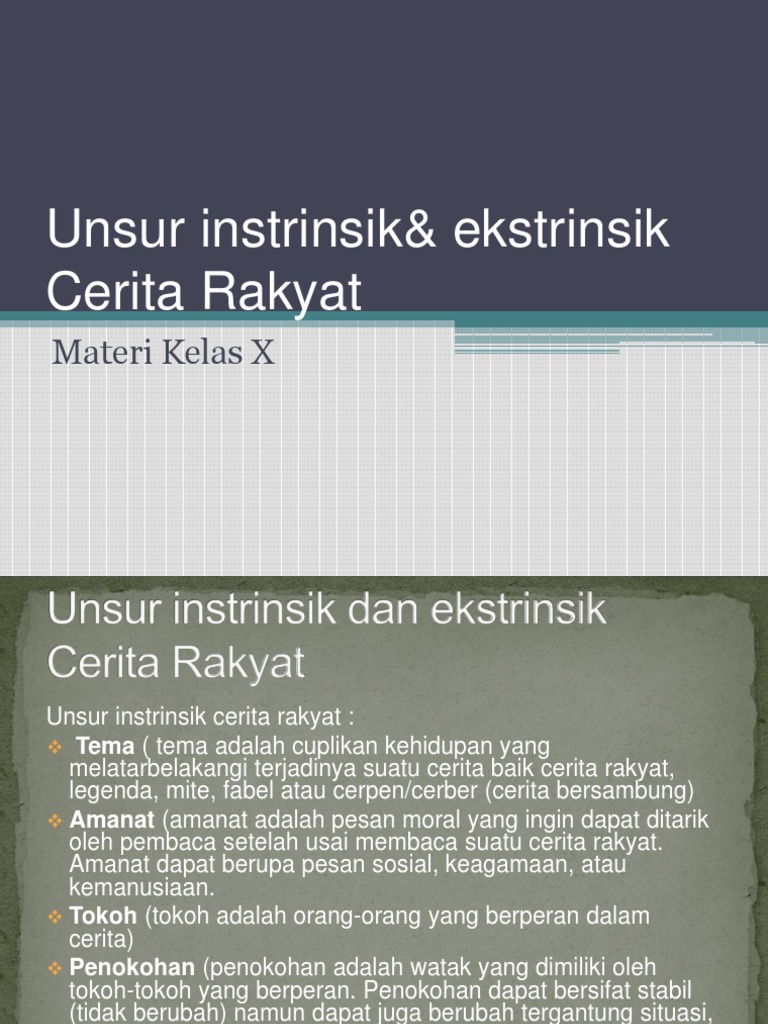 Unsur Ekstrinsik Dongeng Kunci Persoalan
