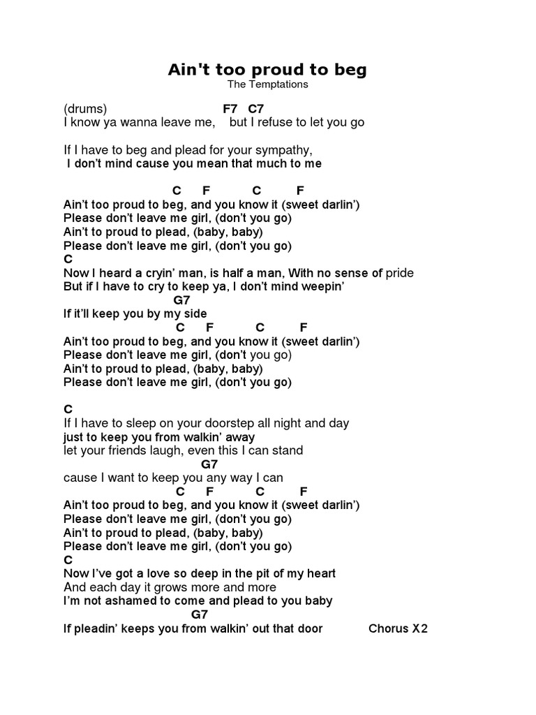 Ain't Too Proud To Beg