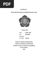 Laporan I Praktikum Bahasa Pemrograman SQL: Disusun Oleh