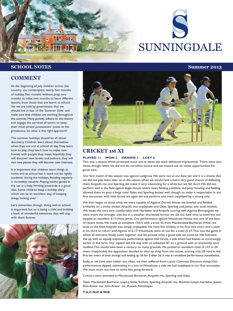 Summer Learning and School Highlights | PDF | Bowling (Cricket) | Cricket