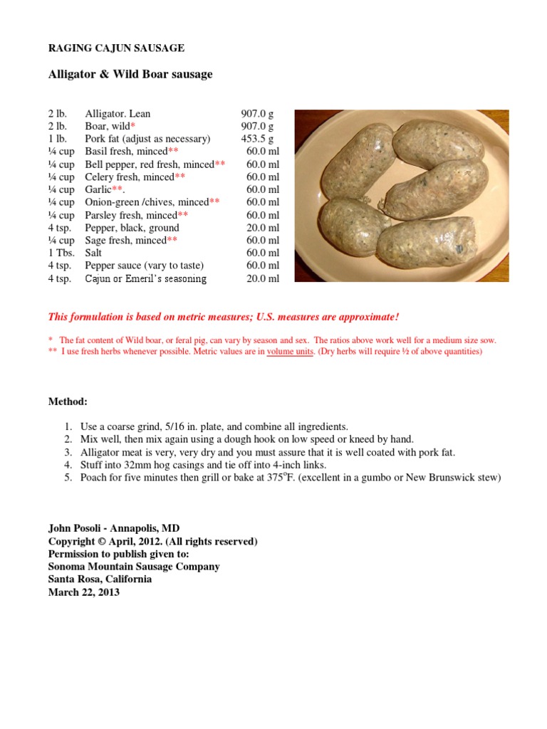 Ragin Cajun Sausage PDF