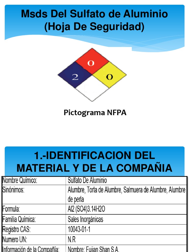 Msds Del Sulfato de Aluminio