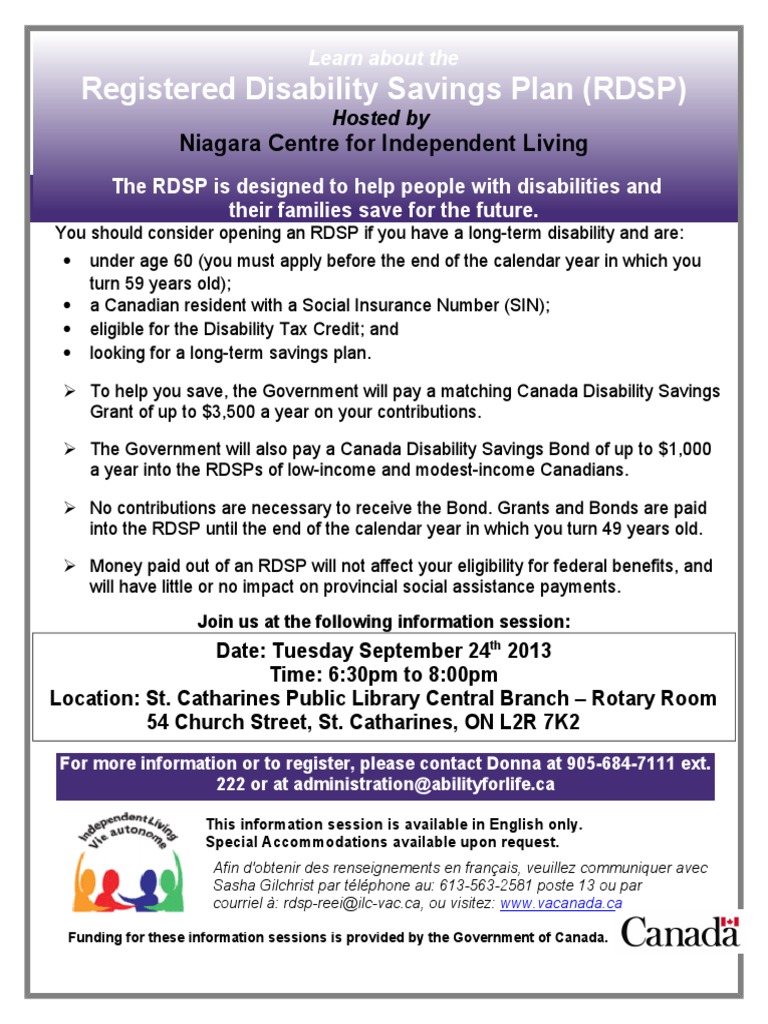 RDSP Info Session by Niagara Centre | PDF | Finance & Money Management ...