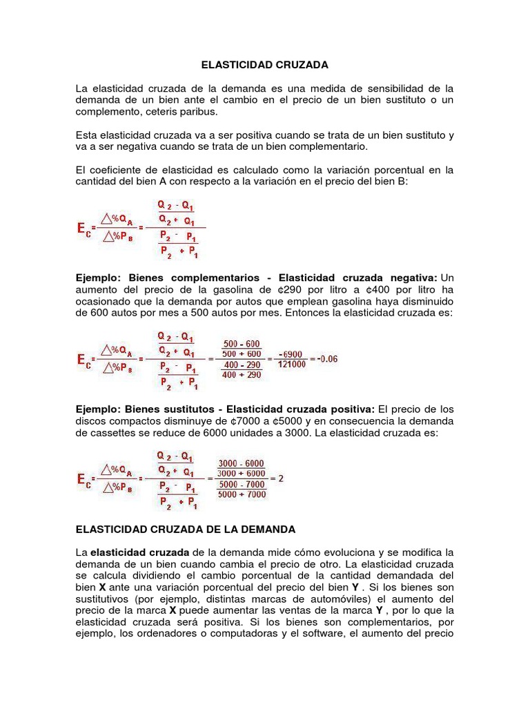 Elasticidad Cruzada de la Demanda | PDF | Elasticidad (economía ...