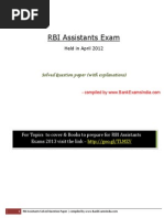 RBI Assistants Exam Previous Year Solved Paper