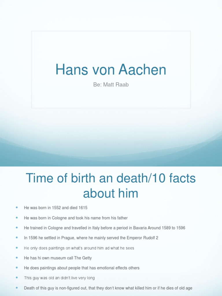 Hans Von Aachen: Be: Matt Raab | PDF