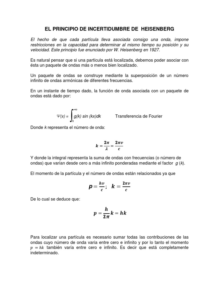 El Principio De Incertidumbre De Heisenberg PDF Orbital At mico 