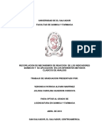 Recopilación de Mecanismos de Reacción de Los Indicadores Químicos y Su Aplicación en Los Diferentes Métodos Clásicos de Análisis