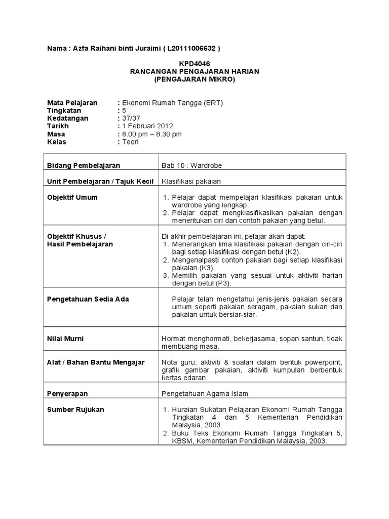 Klasifikasi Pakaian Azfa Pdf