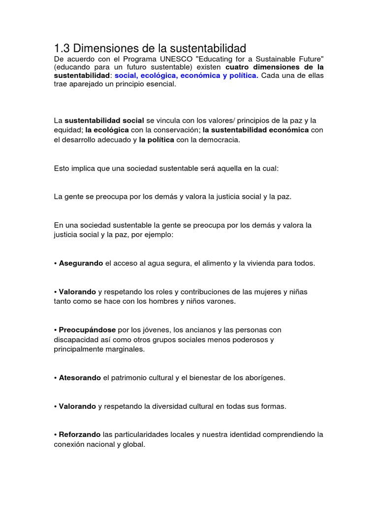 1.3 Dimensiones de La Sustentabilidad Sustentabilidad