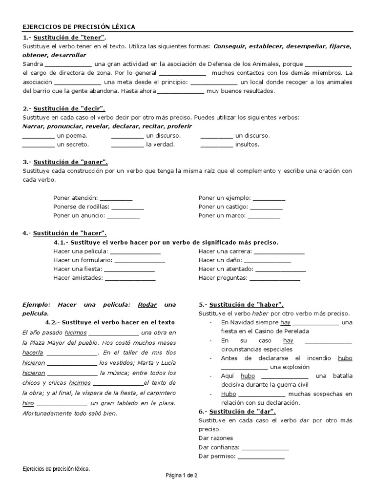 Ejercicios de Precisión Léxica | PDF | Verbo | Idiomas