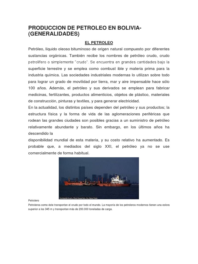 Producción de Petróleo en Bolivia | PDF | Petróleo | Depósito de petróleo