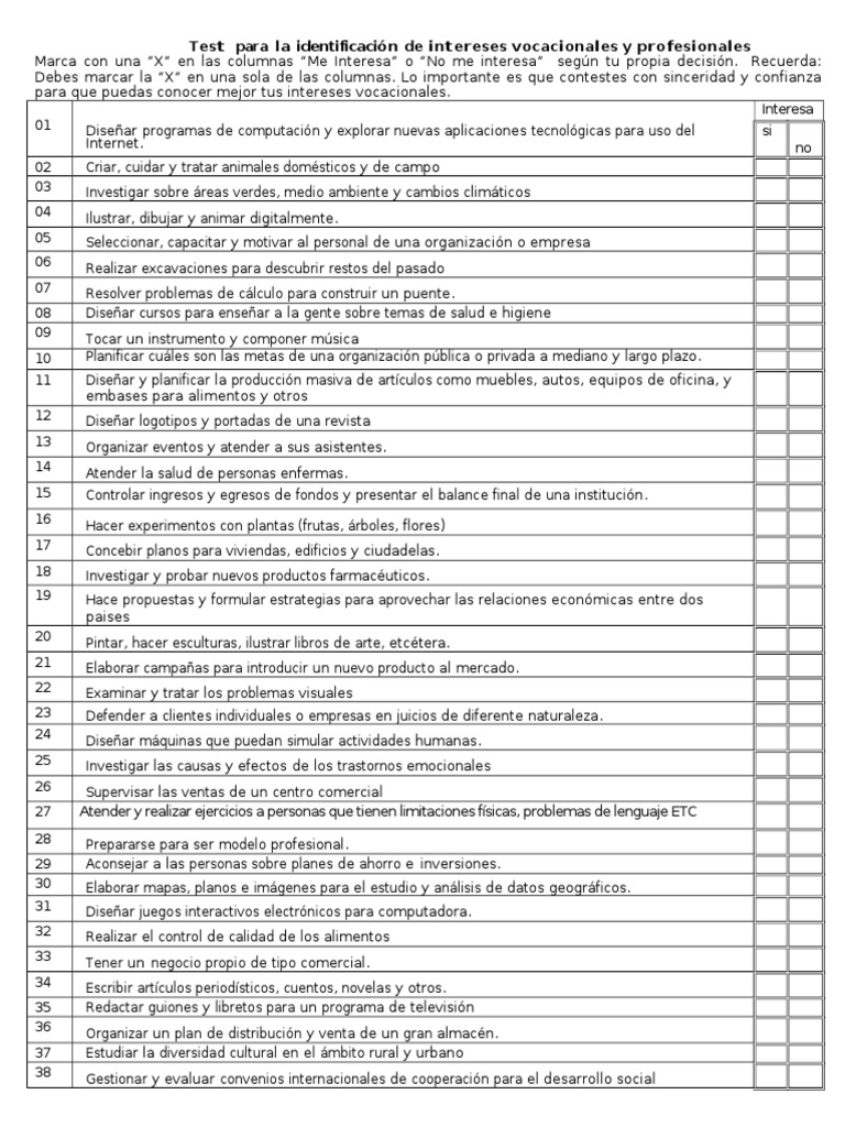 Test Vocacional | PDF | Diseño | Ingeniería