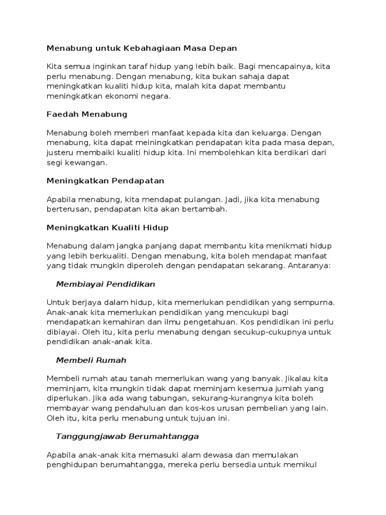 Menabung Untuk Kebahagian Masa Depan Pdf