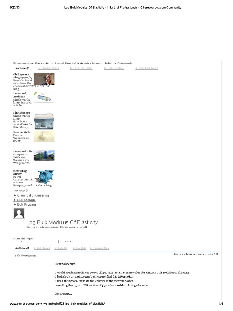 LPG Bulk Modulus of Elasticity Insights | PDF | Liquefied Petroleum Gas ...