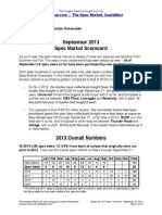 Scoggins Report - September 2013 Spec Market Scorecard