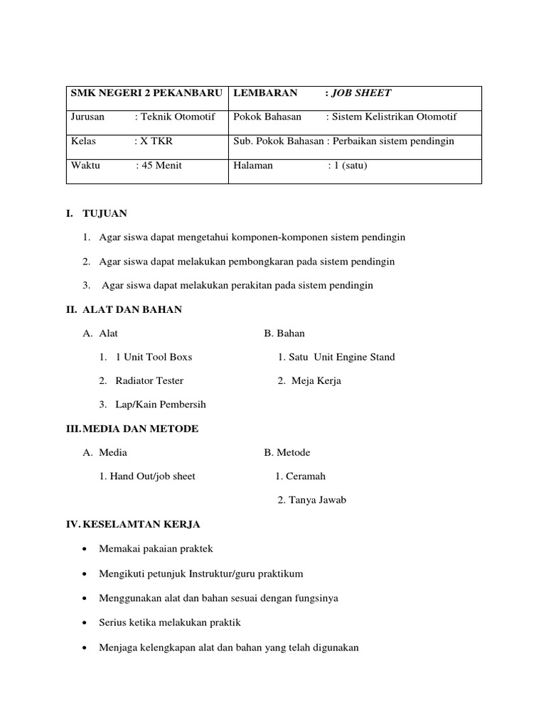 6 Job Sheet | PDF