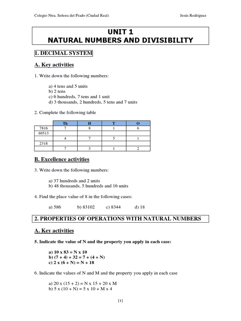 Natural Numbers and Divisibility Concepts | PDF | Prime Number ...