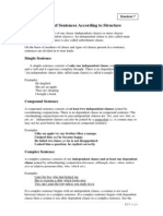 Types of sentences according to structure