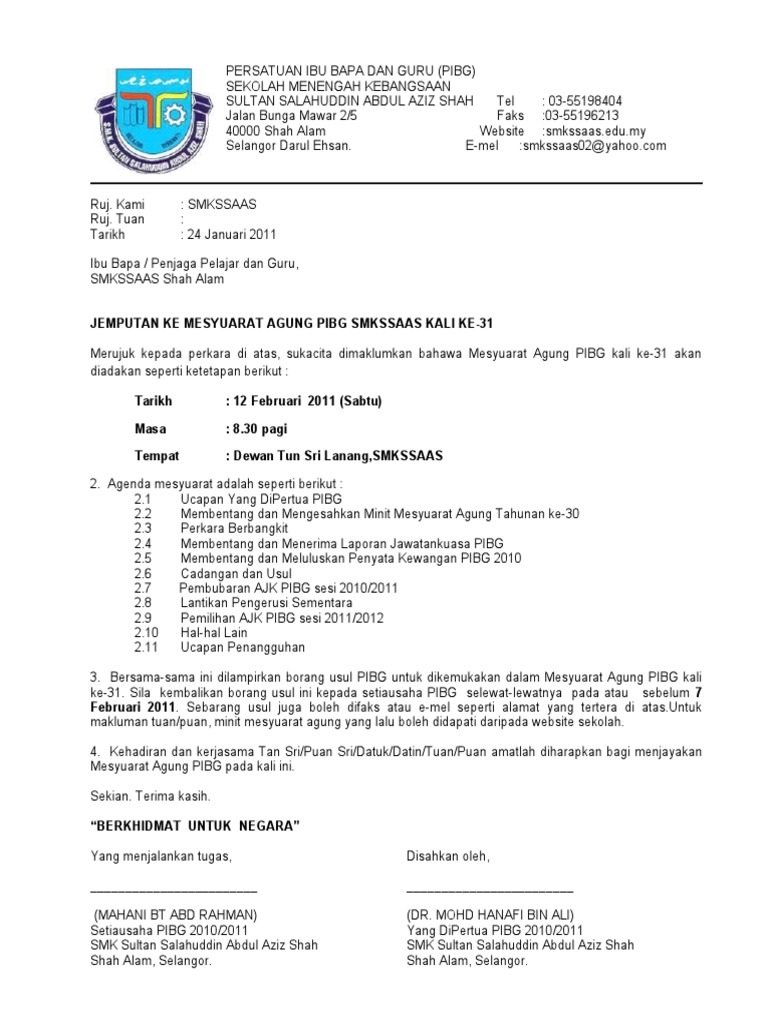 Contoh Surat Usul