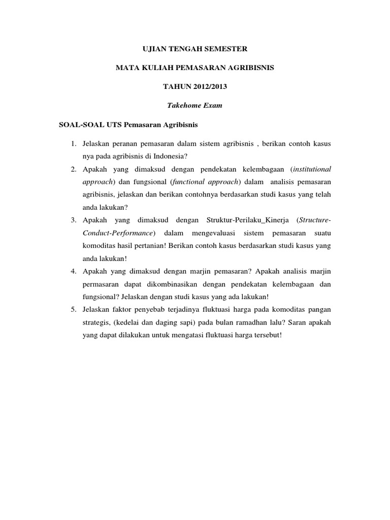 Ujian Tengah Semester Pemasaran