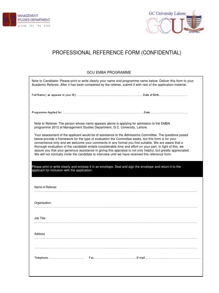 EMBA Program Reference Form | PDF